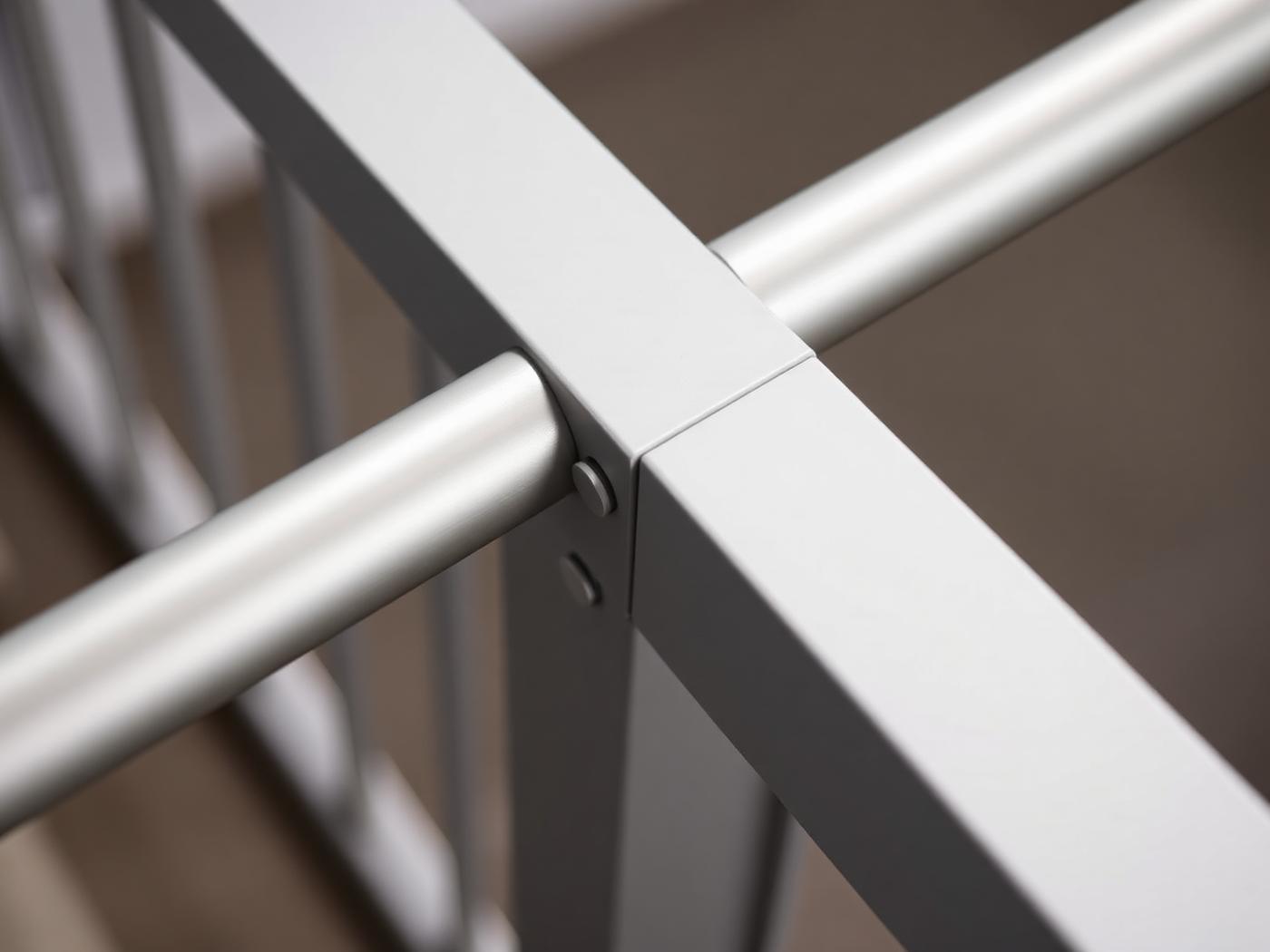 Wall-mounted stainless steel handrail with return bend to the wall